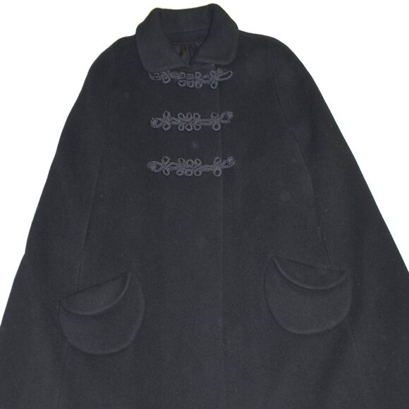 Rare Vintage Fairbrooke Wool Black Cloak Cape Coat Long Swing Style - Picture 2 of 12